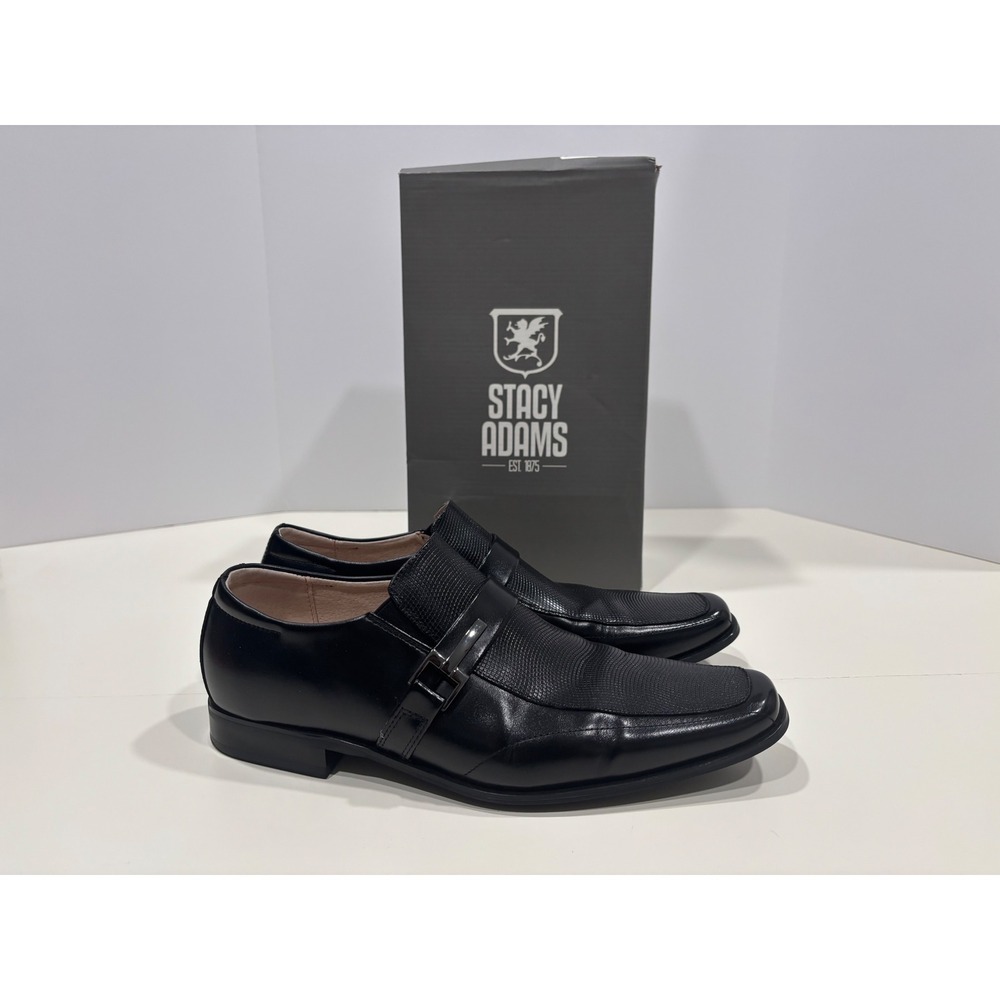 Stacy Adams Mens Black Square Toe Slip On Dress Shoes 24692-001 Size 9M